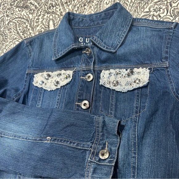 Guess Los Angeles Girls Blue Denim Jacket, Size Large (14) - Picture 2 of 4